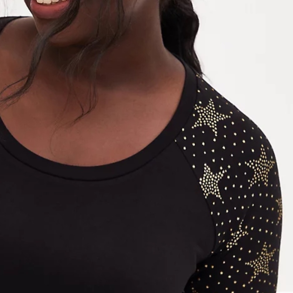 Super Soft Black & Gold Star Raglan Tee - Picture 3 of 8